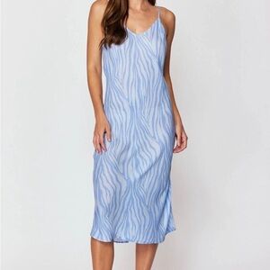 Blue Zebra Print Midi Dress